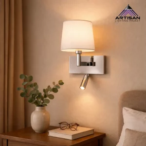 โคมไฟหัวเตียง E27 + LED 3W 3000K ผ้าครอบหรู