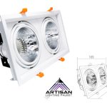 ดาวน์ไลท์ฝังฝ้า Downlight Adjust E27x2 for LED หน้าสี่เหลี่ยมคู่
