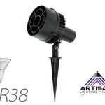 โคมไฟส่อง Floodlight Spike Outdoor PAR38 15W Spotlight  IP55 โคมไฟสนามส่องสวนอลูมิเนียมสีดำ