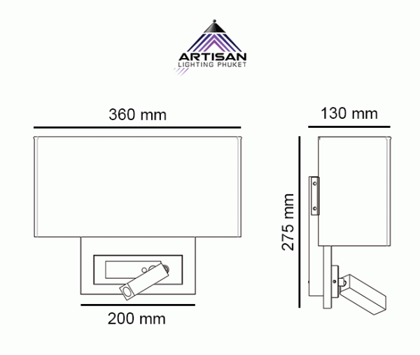 โคมไฟติดผนังผ้า อ่านหนังสือ Wall Reading Bedside lamp with fabric shade E27 - Image 3