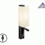 โคมไฟติดผนังผ้า อ่านหนังสือ Wall Reading lamp with fabric shade+USB+LED 3W