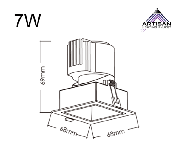 ดาวน์ไลท์ฝังฝ้า Downlight Square Adjustable+LED COB CREE - Image 2