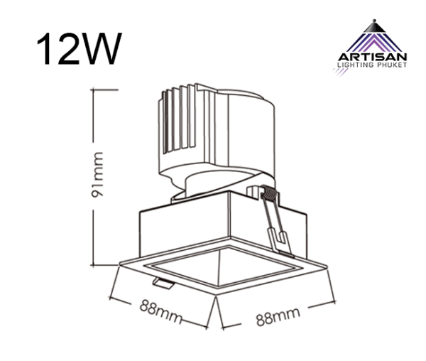 ดาวน์ไลท์ฝังฝ้า Downlight Square Adjustable+LED COB CREE - Image 3