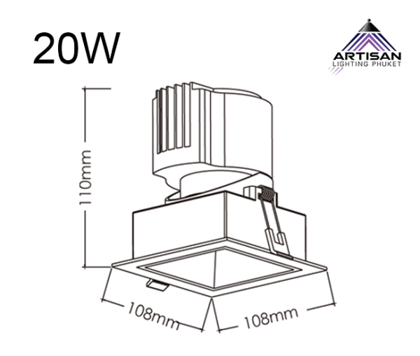 ดาวน์ไลท์ฝังฝ้า Downlight Square Adjustable+LED COB CREE - Image 4