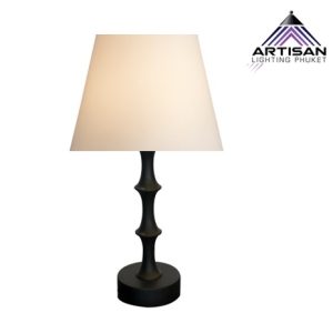 โคมไฟตั้งโต๊ะไม้+ผ้า Table Lamp Black Brass Beige Shade (ART-TA-099-AYR-L11) จาก Artisan Lighting Phuket