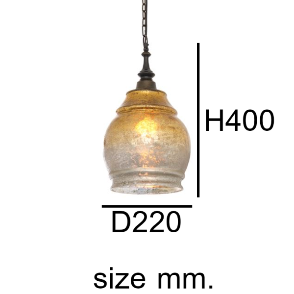 โคมไฟห้อยหรู Pendant Lamp Metal Rusty Gold Glass+E27x1 - Image 2