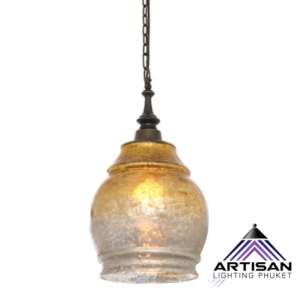 โคมไฟห้อยหรู Pendant Lamp Metal Rusty Gold Glass+E27x1