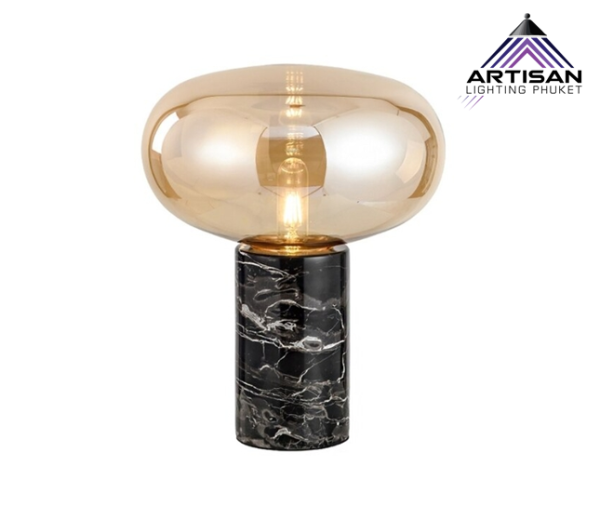 โคมไฟตั้งโต๊ะ Table lamp Luxury Design  Marble+Glass  LED E27 - Image 2