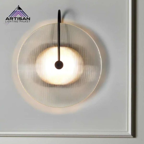 โคมไฟติดผนังดีไซน์หรู ART-WA-400-6093 สีดำ+กระจก พร้อมหลอด G4 | Artisan Lighting Phuket - Image 2