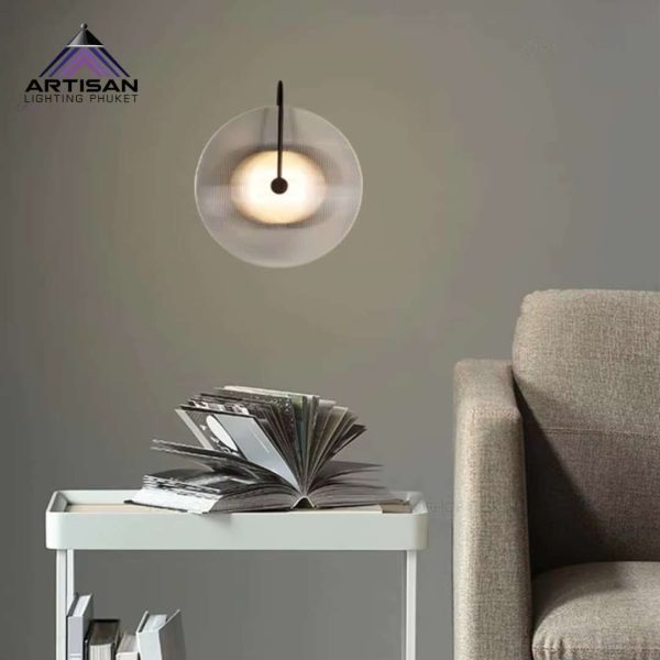 โคมไฟติดผนังดีไซน์หรู ART-WA-400-6093 สีดำ+กระจก พร้อมหลอด G4 | Artisan Lighting Phuket - Image 3