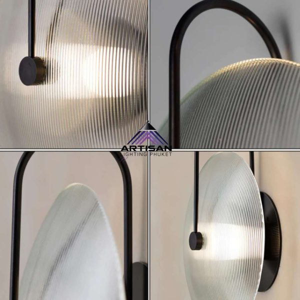 โคมไฟติดผนังดีไซน์หรู ART-WA-400-6093 สีดำ+กระจก พร้อมหลอด G4 | Artisan Lighting Phuket - Image 7