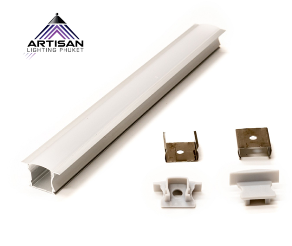 รางไฟเส้น รางไฟเส้น Aluminum profile channel for led striplight Recessed Ceiling Cover Acrylic Opal (1201) - Image 6