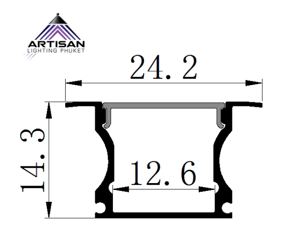 รางไฟเส้น รางไฟเส้น Aluminum profile channel for led striplight Recessed Ceiling Cover Acrylic Opal (1201) - Image 2