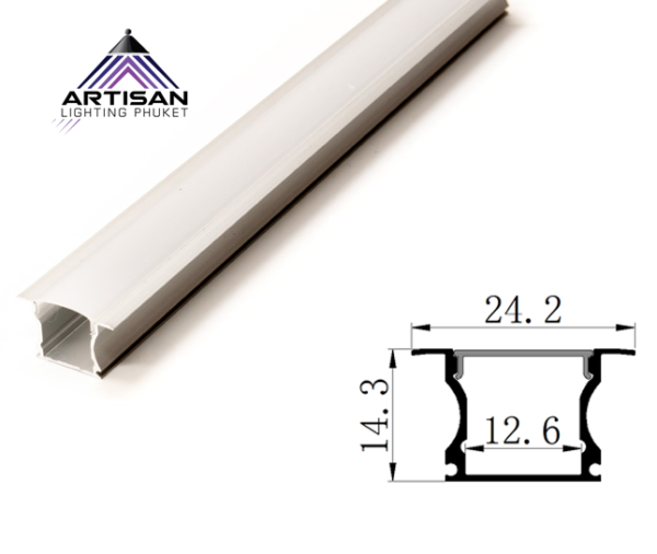 รางไฟเส้น รางไฟเส้น Aluminum profile channel for led striplight Recessed Ceiling Cover Acrylic Opal (1201) - Image 3