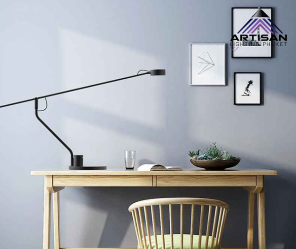 โคมไฟตั้งโต๊ะ Table Reading Lamp Adjust Black Metal+LED Build-In - Image 2