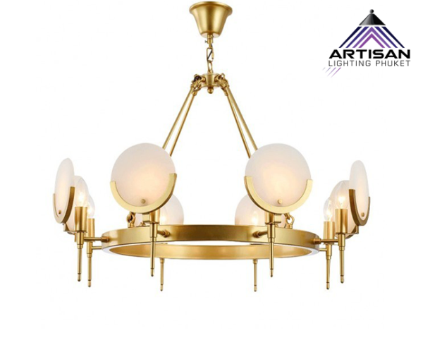 โคมไฟแขวนดีไซน์หรูหราทันสมัย Pendant Lamp Metal Steel + Spanish Marble LED E14