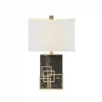 โคมไฟตั้งโต๊ะ Table lamp Luxury Design Metal gold Brass, Neutral Marble in black Fabric Shade