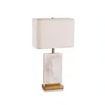 โคมไฟตั้งโต๊ะ Table lamp Luxury Design Metal gold Brass, Neutral Marble Fabric Shade