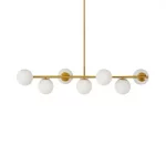 โคมไฟระย้าแก้ว Chandelier Glamorous Gold+White Opal Glass+E27x7
