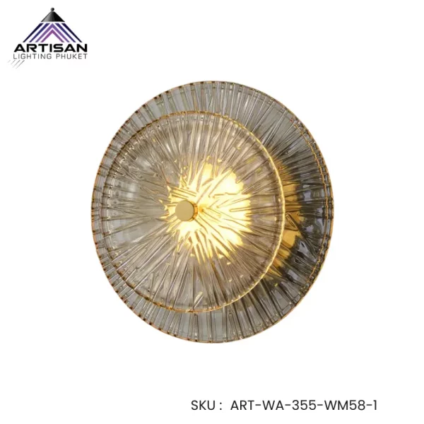 Wall Lamp, Copper + Glass in Copper, LED*5W 3000K 220-240V, Size D107xH200 mm