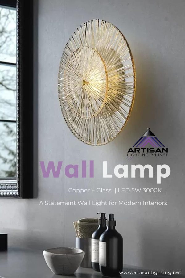 โคมไฟติดผนัง แก้วลาย ART-WA-355-WM58-1 ดีไซน์หรู ลด 50% - Image 5