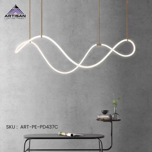 โคมไฟแขวน เพดานโมเดิร์น LED Wave Design Pendant Lamp SKU: ART-PE-PD437C - สร้างบรรยากาศหรูด้วยเส้นสายโค้งมนสวยงาม