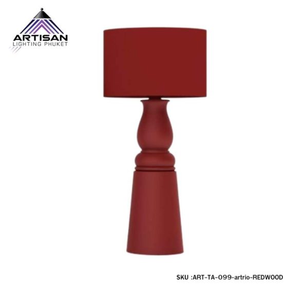 Table Lamp Wood + Red Fabric Shade ART-TA-099 | โคมไฟที่เติมเต็มทุกมุมบ้าน