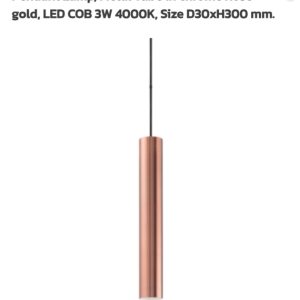 โคมไฟห้อยโลหะสีโรสโกลด์ D30xH300 LED COB 3W 4000K