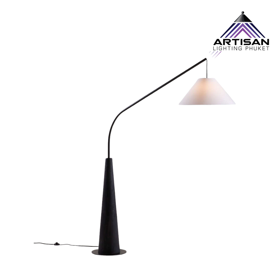 โคมไฟตั้งพื้น สีดำด้าน + โคมผ้าสีขาว | Floor Lamp KIRARA-BK | ART-FL-099-KIRARA-BK | Artisan Lighting โคมไฟตั้งพื้นโมเดิร์น KIRARA-BK