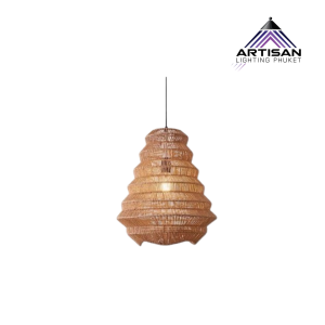 โคมไฟแขวนหวายทรงชั้นสไตล์ธรรมชาติ | Pendant lamp Natural Rattan Layer Shape | ART-PE-355-RATTAN-D400