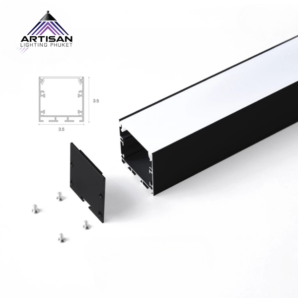 รางอลูมิเนียมฝังฝ้าสำหรับไฟ LED Linear ขนาด 50×35 มม. ยาว 2 เมตร รุ่น ART-COV-247