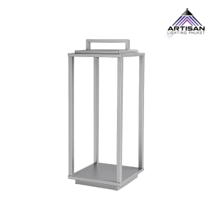 โคมไฟตั้งโต๊ะสไตล์ Lantern (Stainless Steel in Silver + Clear Glass) | Table Lantern Lamp E27x1 Size W150xD150xH300 mm – SKU: ART-TA-097-LANTERN-SN