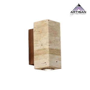 โคมไฟติดผนัง หินธรรมชาติ ฐานไม้ สไตล์โมเดิร์น | Wall Lamp Stone Natural Color