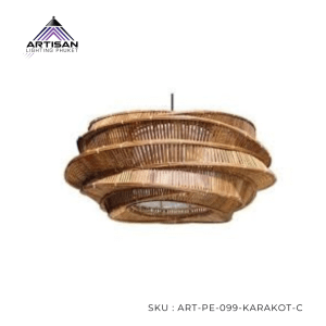โคมไฟห้อยหวายสไตล์รีสอร์ท Rattan Pendant Lamp E27x1 (SKU: ART-PE-099-KARAKOT-C)