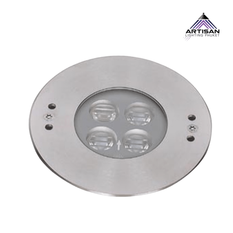 Underwater Recessed Pool Light 10W Blue IP68 สแตนเลส 316L กระจกนิรภัย | ART-UN-346-WB4150R-10W | Artisan Lighting โคมไฟสระว่ายน้ำ