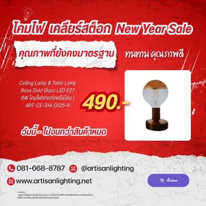 Ceiling Lamp & Table Lamp Rose Gold Glass LED E27 6W โคมไฟตกแต่งพรีเมียม ART-CE-314-G125-RG