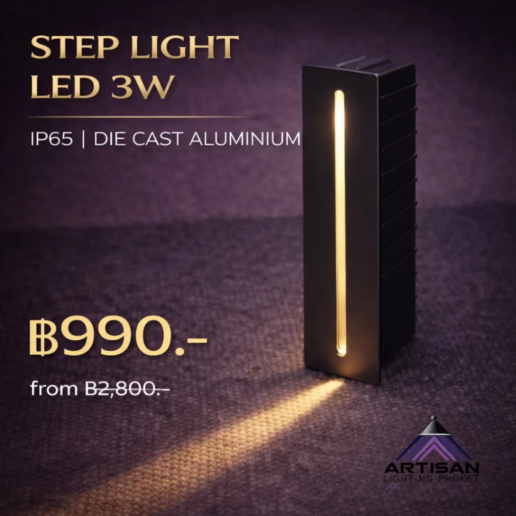 ไฟบันได LED 3W กันน้ำ IP65 อลูมิเนียมสีดำ | Step Light LED 3000K | ART-STEP-346-QJ01-BK | Artisan Lighting โคมไฟบันได ราคาพิเศษจาก Artisan Lighting Phuket