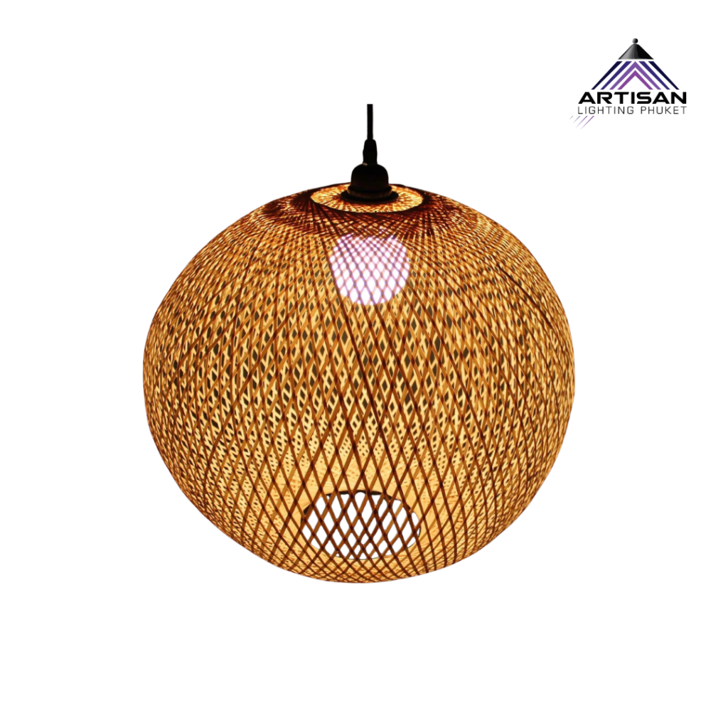 โคมไฟแขวนไม้ไผ่สาน ดีไซน์ธรรมชาติ สร้างบรรยากาศอบอุ่น | Pendant Lamp Woven Bamboo Natural Finish | SKU ART-PE-099-BAMBOO | Artisan Lighting โคมไฟไม้ไผ่สาน