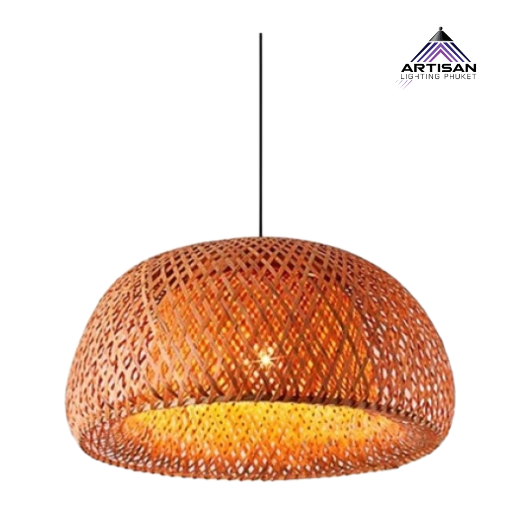 โคมไฟแขวนไม้ไผ่สานธรรมชาติ ดีไซน์อบอุ่น ขนาด 60 ซม. | Bamboo Pendant Lamp Natural Finish | ART-PE-099-TIEWMAE-BB-D60 | Artisan Lighting โคมไฟแขวนไม้ไผ่สานธรรมชาติ
