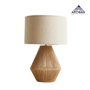 โคมไฟตั้งโต๊ะเชือกป่าน พร้อมผ้าดิบสีธรรมชาติ | Table Lamp Natural Rope Design | ART-TA-099-NEW-D35XH550