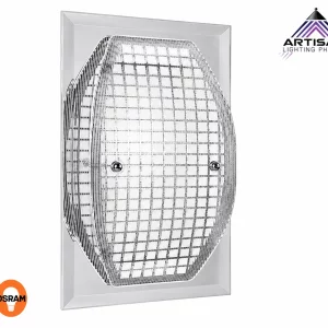 Wall Lamp Bathroom Square Luminaire Metal+Glass LED E14x1,12v Size W95x L150 x H260 mm.